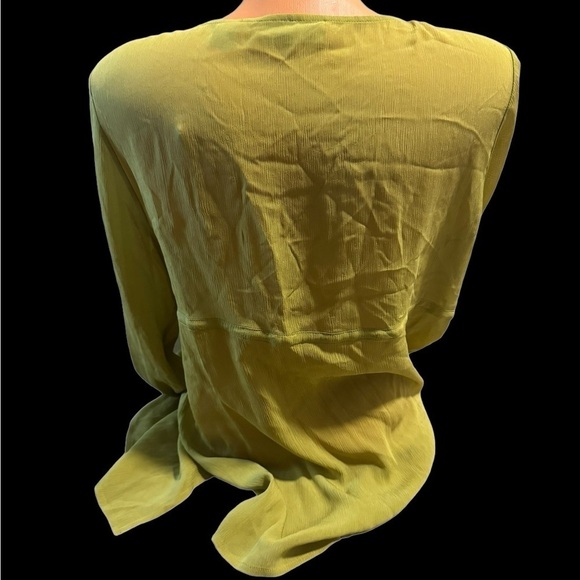 i.e. Women's 100% Silk Boho Gyspy Green Tunic Lace Empire Waist Size Medium - Picture 10 of 12